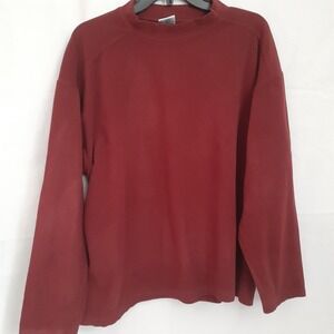 Men's Columbia Red Crew Neck‎ Fleece Sweatshirt Size Medium Embroidered Neck